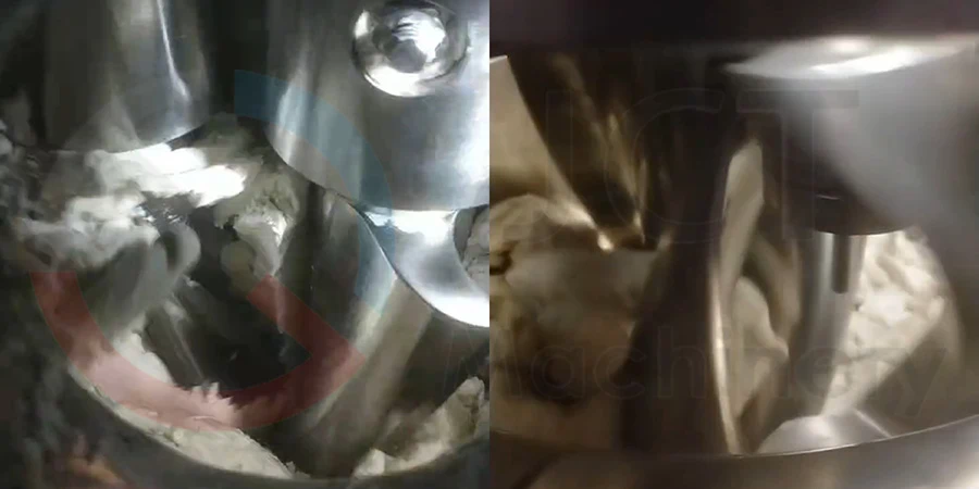 high-viscosity material mixing and kneading process inside the vertical kneader vertical kneader mixing high viscosity plasticine-like materials with high torque blades