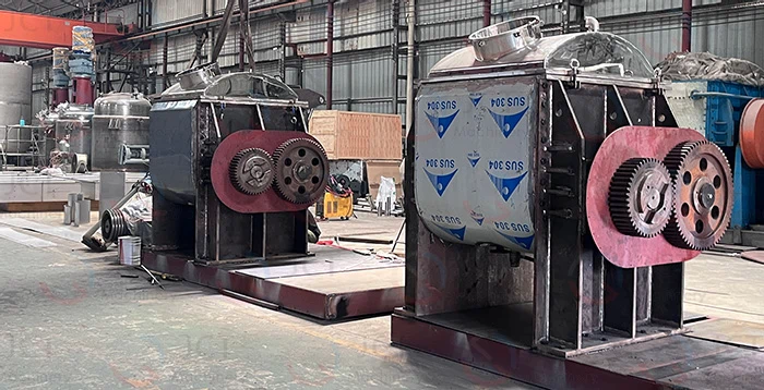 manufacturing process for specialized high-viscosity mixing equipment vacuum sigma blade mixer currently in production — specially designed for processing high-viscosity materials such as raw silicone rubber